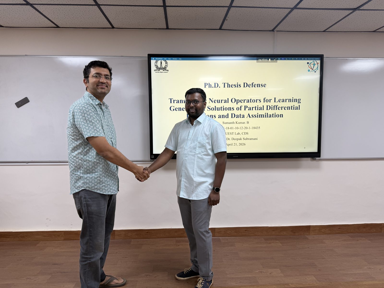 Sumanth Boya's PhD defense, April 2026.